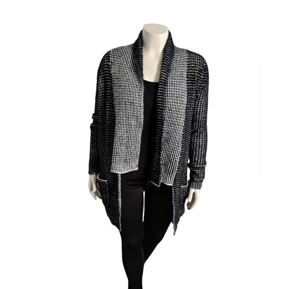 Princess‎ Vera Wang Black Acrylic-Nylon Textured Sweater Cardigan Casual MEDIUM